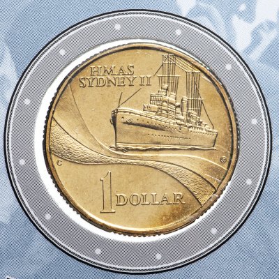 купить Австралия 1 доллар 2000 юбилейная - "Крейсер Сидней II" UNC в запайке