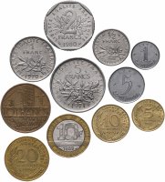 купить Франция набор монет 1959-2001 (11 штук, VF-XF) новый франк