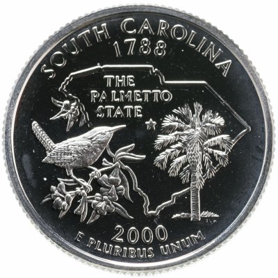 купить США 25 центов (квотер, 1/4 доллара, quarter dollar) 2000 S Proof Южная Каролина (South Carolina) знак монетного двора "S" - Сан-Франциско