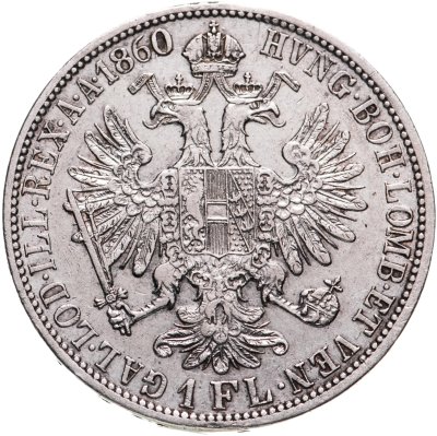 купить Австрия 1 флорин (florin) 1860, знак монетного двора "A" - Вена