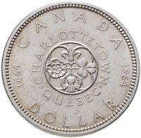 купить Канада 1 доллар (dollar) 1964 100 лет Шарлоттауну и Квебеку