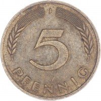 Купить Германия 5 пфеннигов 1989