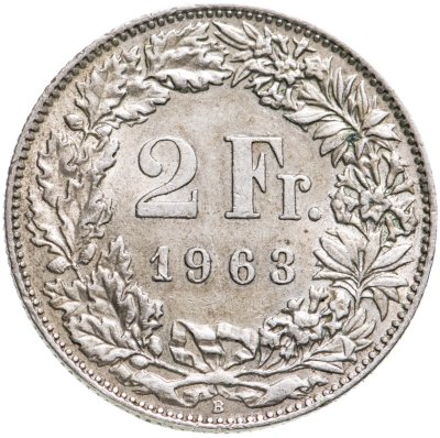 купить Швейцария 2 франка (francs) 1940-1960