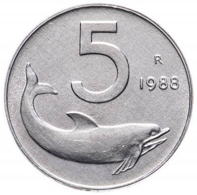 купить 5 лир 1988 Италия