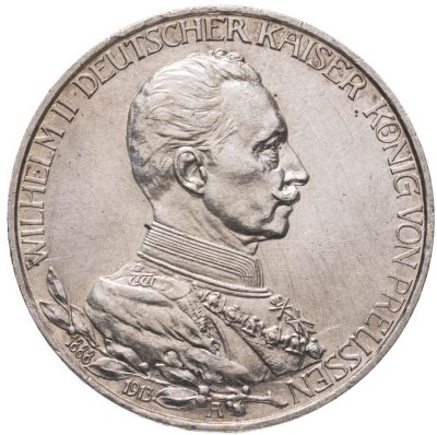купить Германская Империя, Пруссия 3 марки (mark) 1913 A 25 лет правлению Вильгельма II