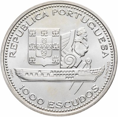 купить Португалия 1000 эскудо (escudos) 1996 "Восстановление фрегата Фернандо II "Gloria""