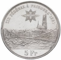 купить Швейцария 5 франков 1881 Стрелковый фестиваль в Фрайбурге