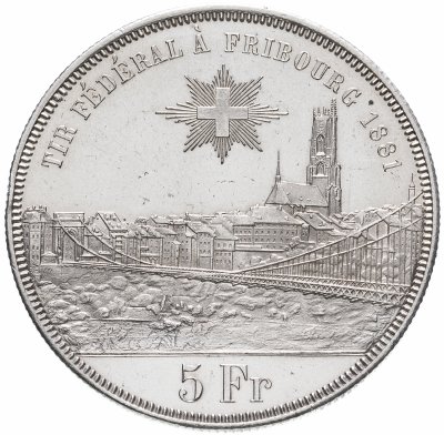 купить Швейцария 5 франков 1881 Стрелковый фестиваль в Фрайбурге