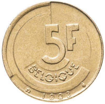 купить Бельгия 5 франков (francs) 1993 на голландском - 'BELGIE'