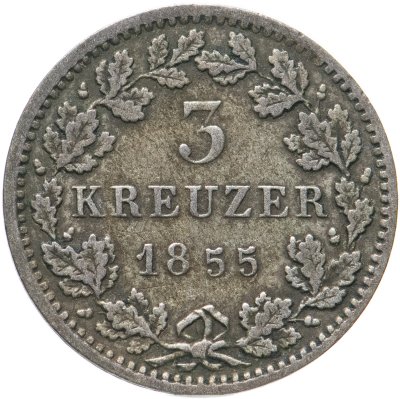 купить Германия, Великое Герцогство Гессен-Дармштадт 3 крейцера 1855