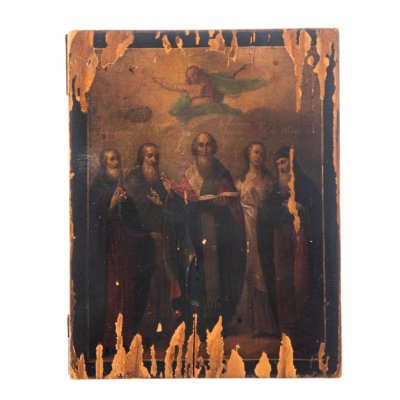 купить Икона "Избранные святые", дерево, масло, Российская империя, 1880-1917 гг.