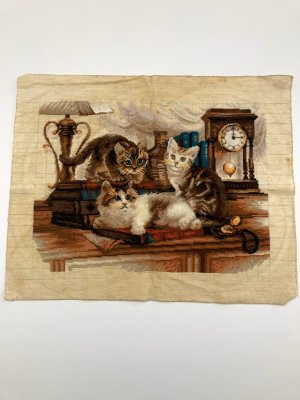 купить Салфетка с изображением котиков, вышивка, ткань, 1970-2010 гг.