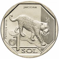 Купить Перу 1 соль (sol) 2018 "Фауна Перу - Ягуар (Panthera onca)"