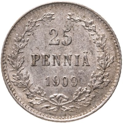 купить 25 пенни 1909 L, монета для Финляндии