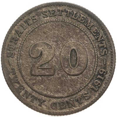 купить Стрейтс Сетлментс 20 центов (cents) 1919