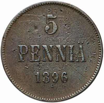 купить 5 пенни 1896, монета для Финляндии