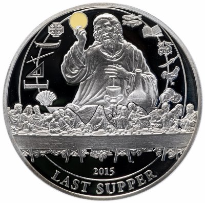 купить Палау 2 доллара 2015 "Библейские истории - Тайная вечеря", в футляре с сертификатом