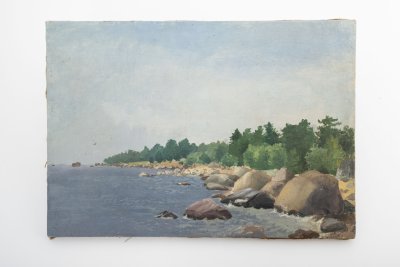 купить Картина "Прибрежный пейзаж", неизвестный художник, холст, масло, деревянный подрамник, СССР, 1960-1990 гг.