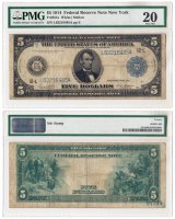 купить США 5 долларов 1914 Series 1914 (Pick 359) San Francisco, White-Mellon в слабе PMG VF 20