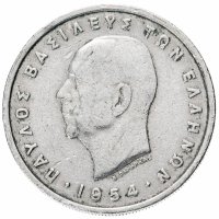 Купить Греция 5 драхм (drachmai) 1954