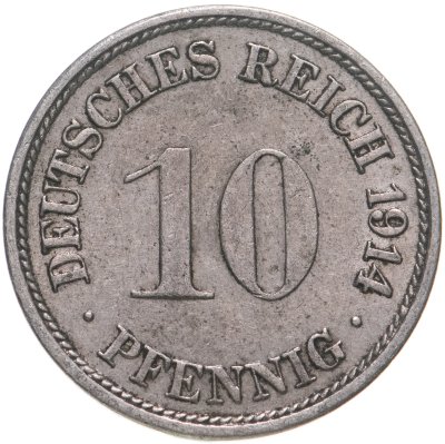 купить Германия 10 пфеннигов (pfennig) 1914 F