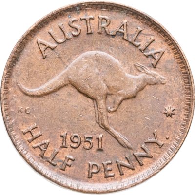 купить Австралия 1/2 пенни (penny) 1951 Точка после "PENNY"