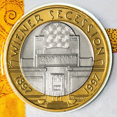 купить Австрия 50 шиллингов (shillings) 1997 100 лет Венскому сецессиону в буклете