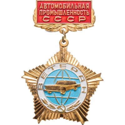купить Нагрудный знак "Ветеран автомобильной промышленности", латунь, булавка. СССР, ММД, 1970-1980 гг.