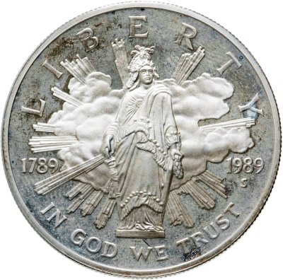 купить США 1 доллар (dollar) 1989 S Congress (200 лет Конгрессу США) знак монетного двора "S" - Сан-Франциско