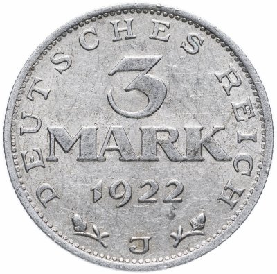 купить Германия 3 марки (mark) 1922 J "3-я годовщина Веймарской конституции"