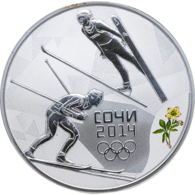 купить 3 рубля 2014 СПМД Proof "XXII Зимняя Олимпиада в Сочи - Лыжное двоеборье (виды спорта)"