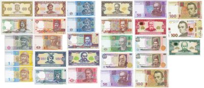 купить Украина набор 28-ми банкнот 1992-2016 "20 лет денежной реформе" в конверте