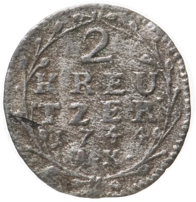 купить Германия, Ландграфство Гессен-Дармштадт 2 крейцера 1744