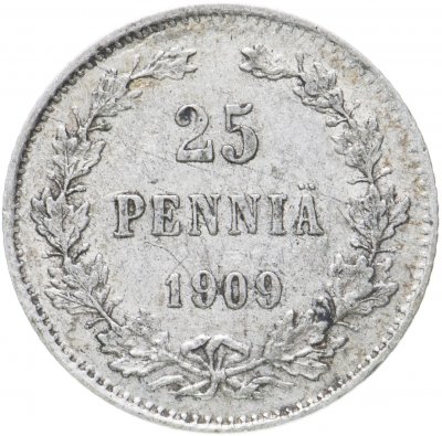 купить 25 пенни 1909 L, монета для Финляндии