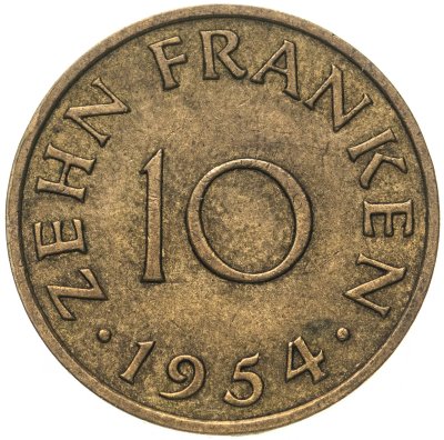 купить Саар 10 франков (francs) 1954