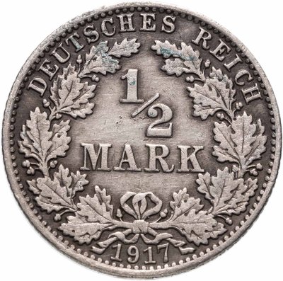 купить Германия 1/2 марки (mark) 1917 A знак монетного двора: "A" - Берлин