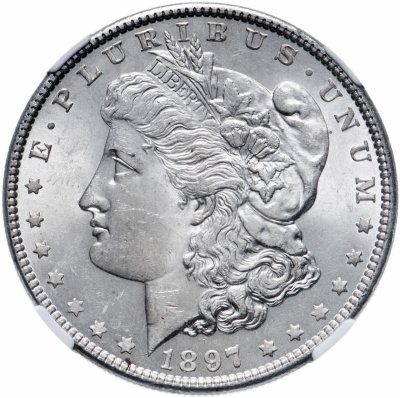 купить США 1 доллар (dollar) 1897 Доллар Моргана Без отметки монетного двора в слабе NGC