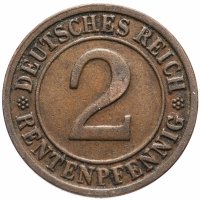 Купить Германия 2 рентенпфеннига 1923-1924 G