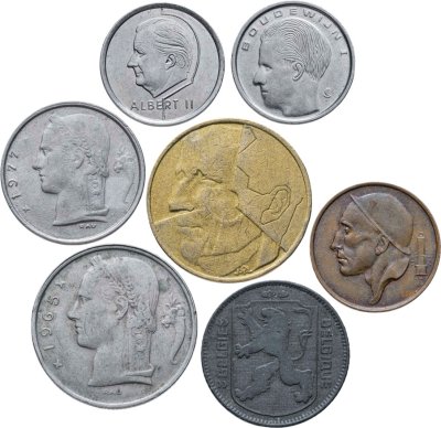 купить Бельгия набор из 7 монет 50 сантимов, 1, 5 франков 1943-1998