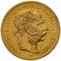 Купить Австро-Венгрия 8 флоринов - 20 франков 1885 рестрайк (новодел), монета для Австрии
