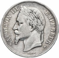 купить Франция 5 франков 1867 "A"