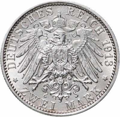 купить Германская Империя 2 марки (mark) 1913 "25 лет правлению Вильгельма II"