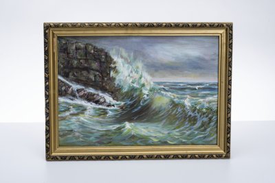 купить Картина "Море" в раме, холст на картоне, масло, неизвестный художник, СССР, 1970-1980 гг.