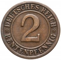 купить Германия 2 рентенпфеннига 1923-1924 F
