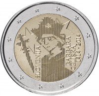 Купить Словения 2 евро 2014 "600 лет со дня коронации Барбары Цилли"