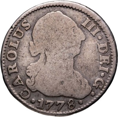 купить Испания 2 реала 1778 Король Карл IV, знак монетного двора "S" - Севилья