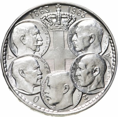 купить Греция 30 драхм (drachmai) 1963 "100 лет пяти королям Греции"