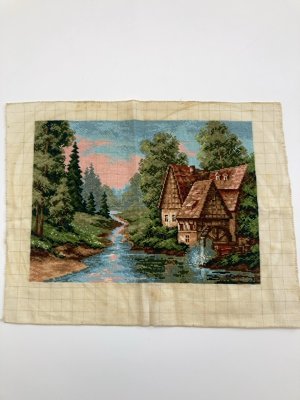 купить Салфетка с пейзажем, вышивка, ткань, 1970-2010 гг.