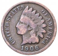 Купить США 1 цент (cent) 1906 Indian Head Cent