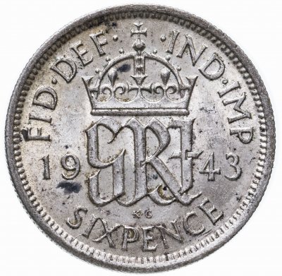купить Великобритания 6 пенсов (pence) 1943